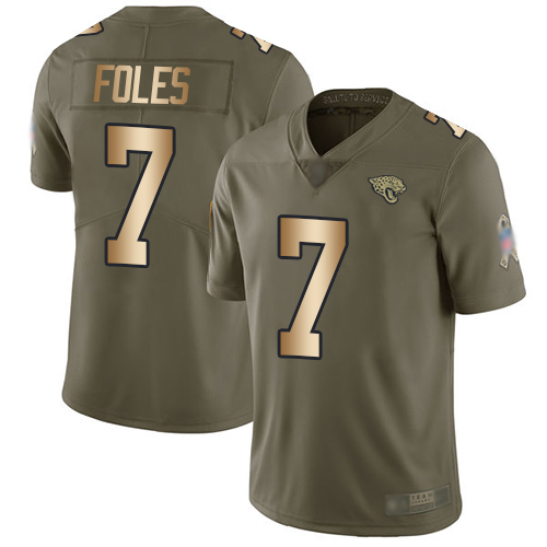 Nike Jacksonville Jaguars #7 Nick Foles Olive Gold Men Stitched NFL Limited 2017 Salute To Service Jersey